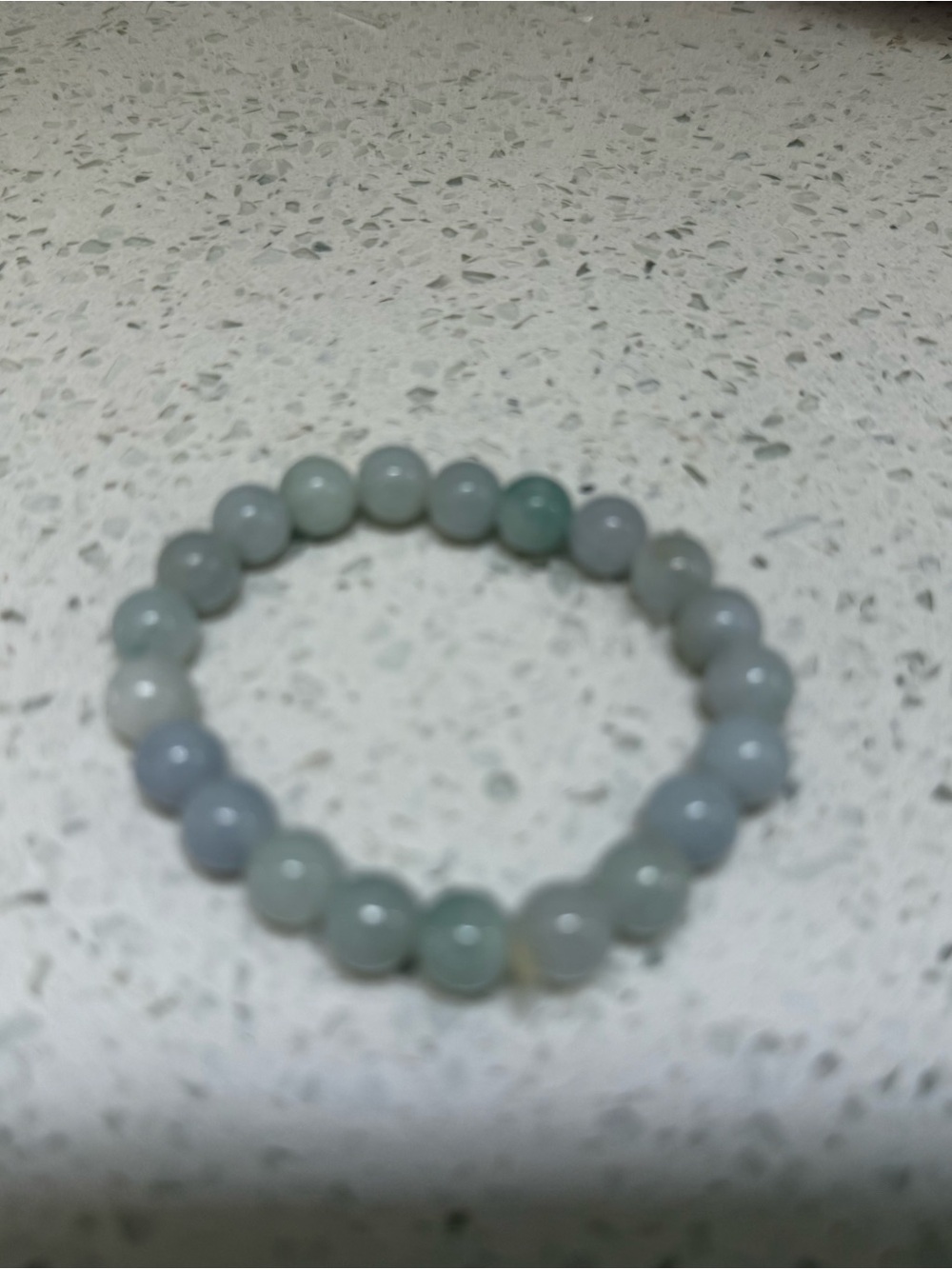 Real Jade Round Beaded Stretch Bracelet in Pale Seafoam Green